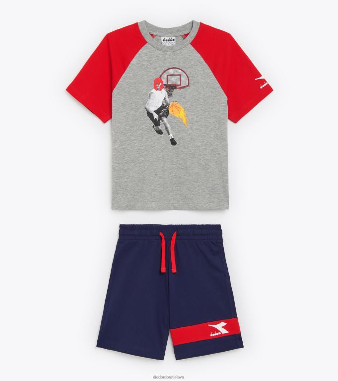 jbset ss športové umenie TL0HT914 svetlo stredne šedá melanž chlapci Diadora odev