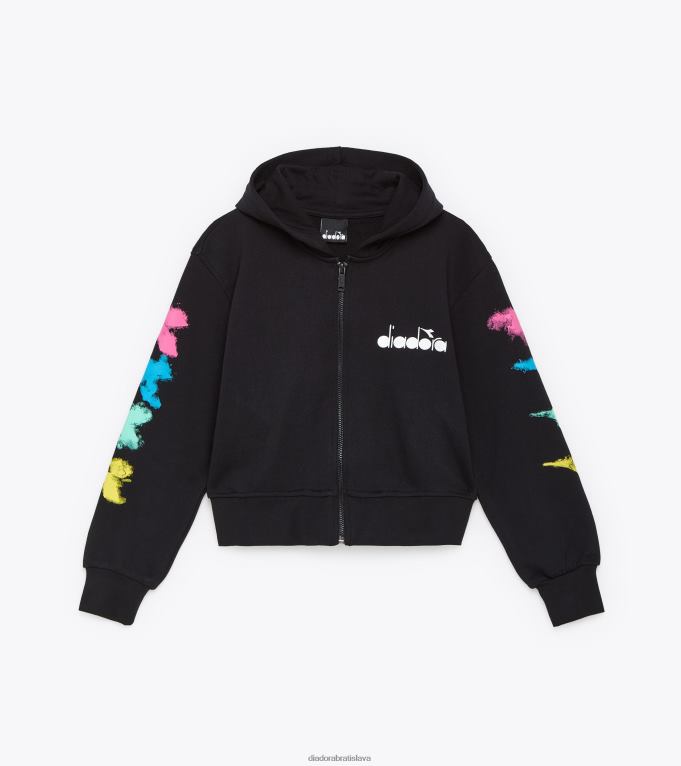 jghoodie fz crop vodová farba TL0HT759 čierna dievčatá Diadora odev