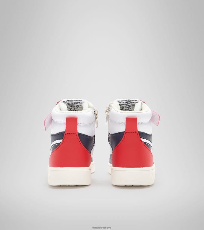 magický košík mid ps TL0HT779 biela/peacoat/aurora red deti Diadora topánky